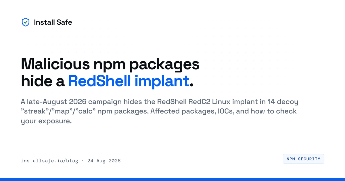 Malicious npm packages hide a RedShell RedC2 Linux implant