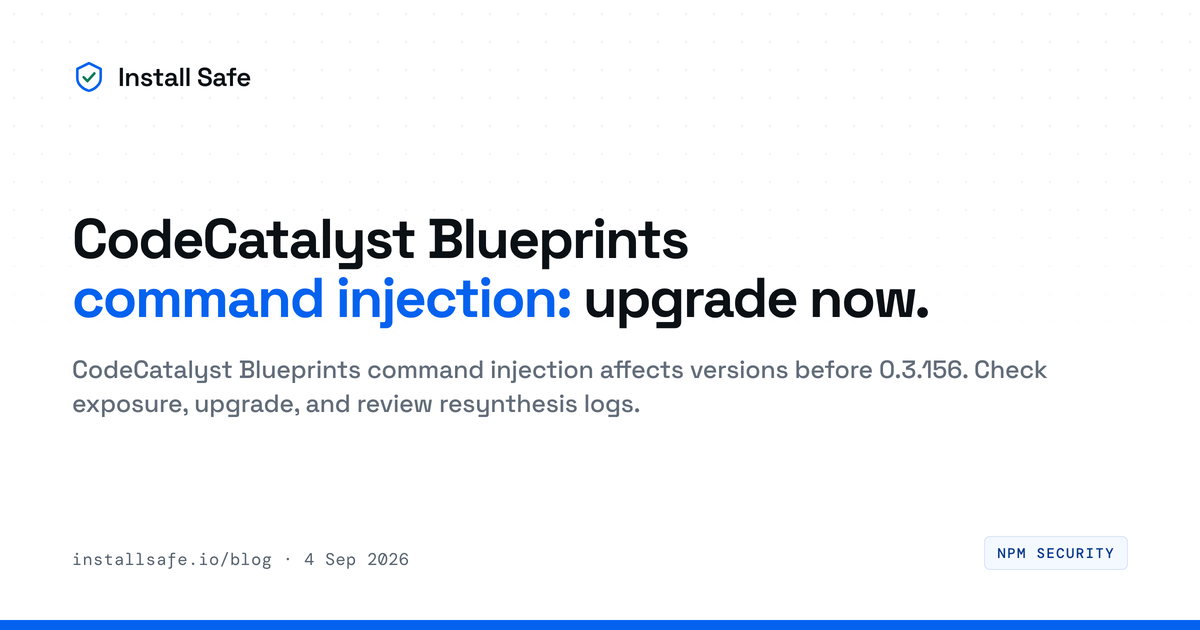 CodeCatalyst Blueprints command injection advisory for CVE-2026-85012